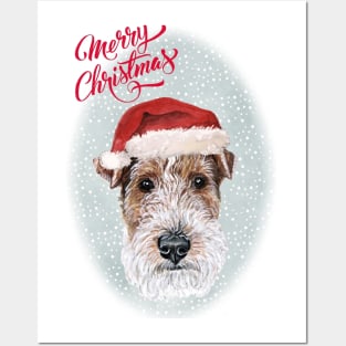 Merry Christmas Santa Dog Posters and Art